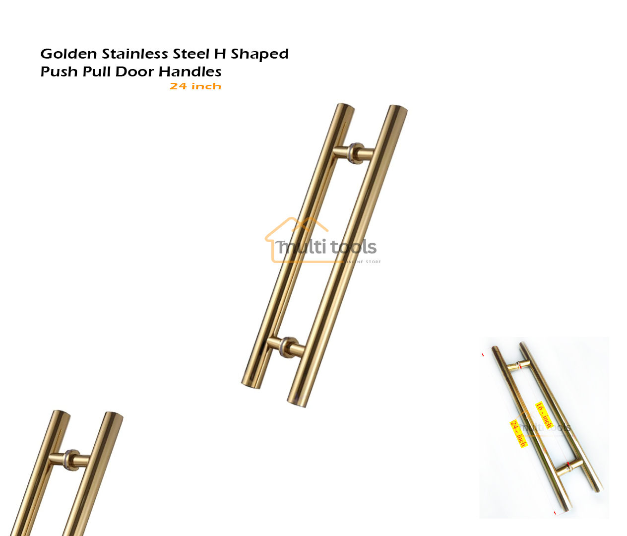 24 Inch Golden Stainless Steel H Shaped Push Pull Door Handles